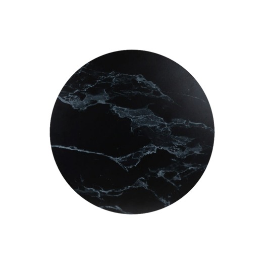 Round Ciro Melamine Table Top, Black Marble